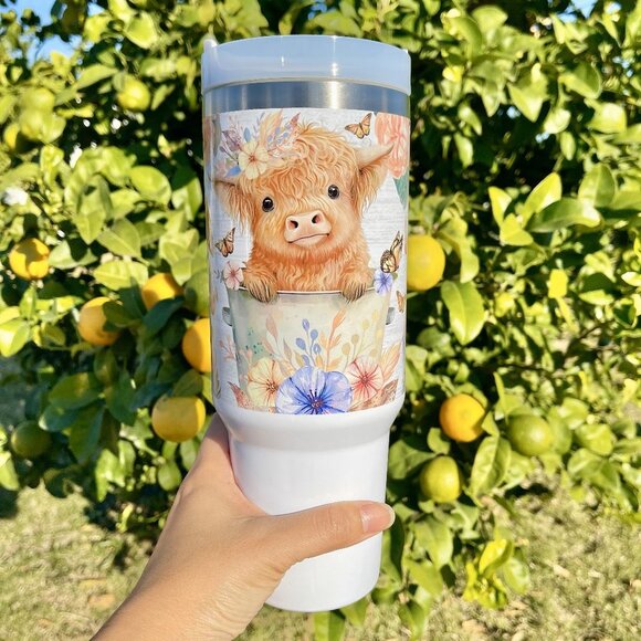Disney Other - Christmas gift Baby Highland Cow In a Bucket 40 oz Tumbler BRAND NEW Double-wall